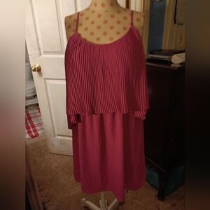 Mossimo XL fushia colored dress with pleated ruffle on chest area. Knee length